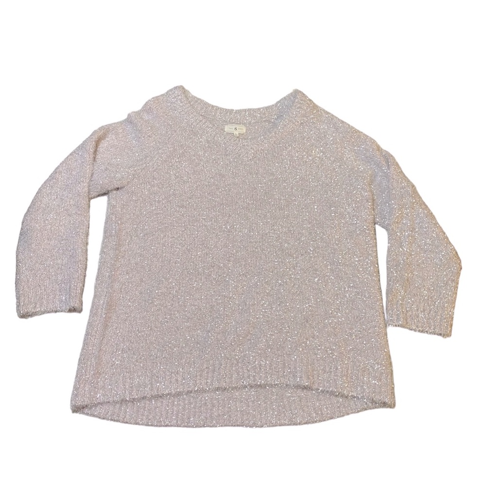 Lou & Grey for LOFT Frosty Metallic light pink Eyelash v-neck Sweater size large